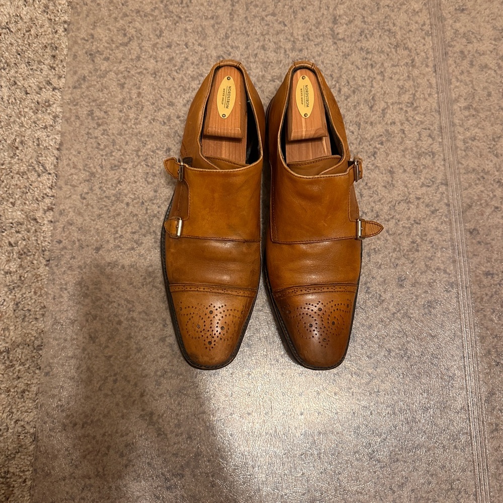To Boot New York Brown Leather Double Monk Strap Mens Size 10.5 Made Italy[USED]